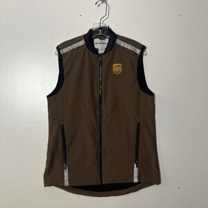 Vintage UPS Brown Reflective WearGuard Vest Work Wear Mens Size Small